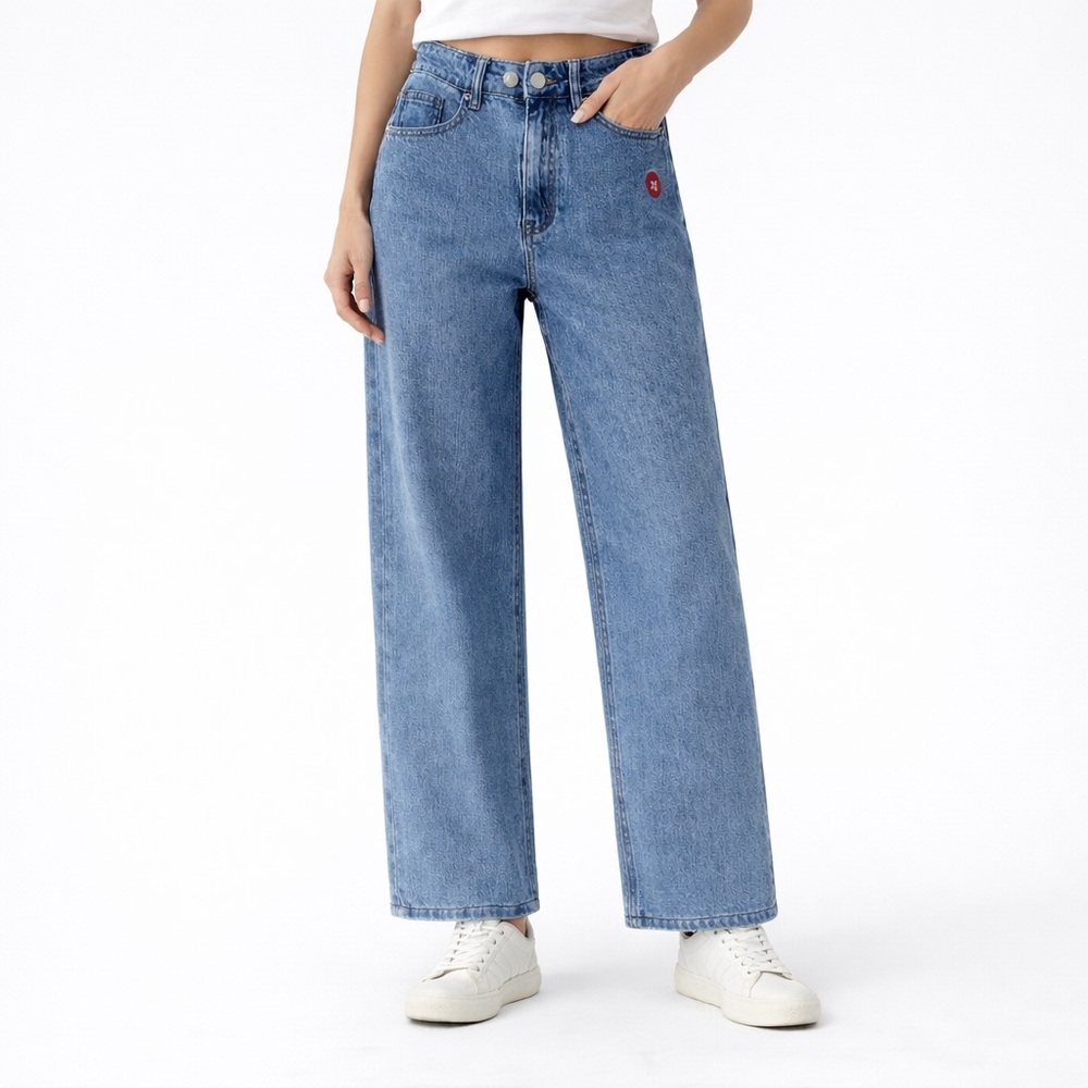 Alexander Wang  diffusion High Rise Relaxed Fit Blue Denim Jeans Apple Logo Sz S